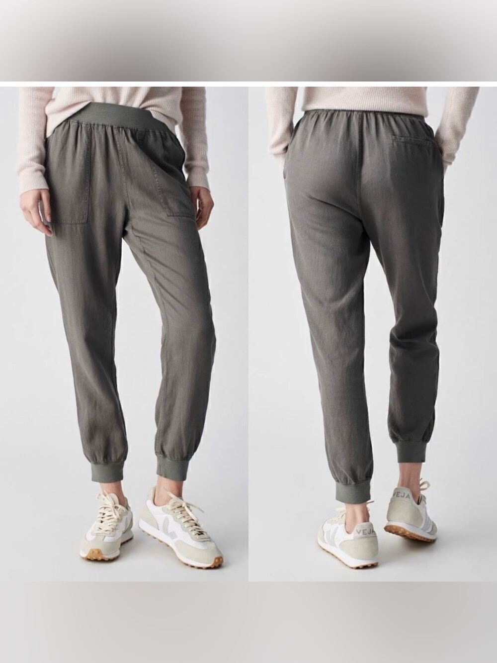 Faherty Arlie Linen Day Pant in Surplus Green Joggers Women’s Size Medium